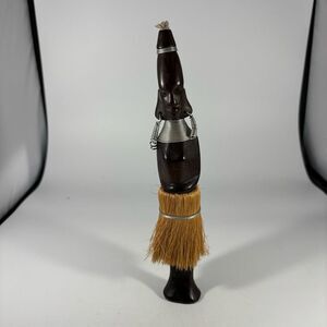 Vintage hand carved wood sculpture of African woman‎ with straw skirt